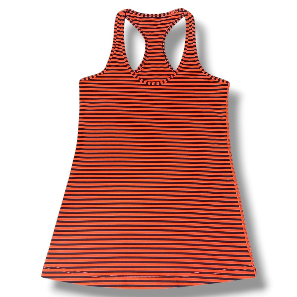 Lululemon hyper stripe cool racer back tank top size 4 Orange/Blue